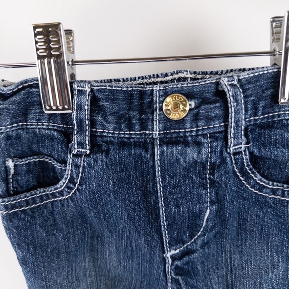 Vintage Guess Jeans Y2K Embroidered Floral Ruffle Hem Denim Jeans Blue Baby 3-6m - Picture 3 of 6